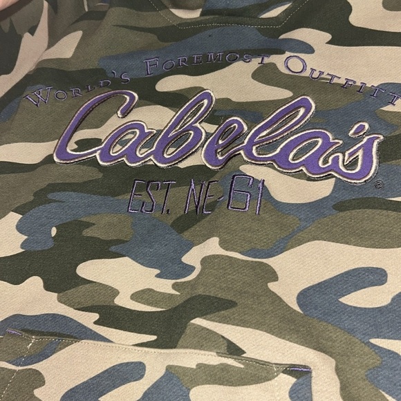 Cabelas Camouflage Hoodie - Green and Purple - Picture 3 of 6